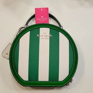 Kate Spade green/white stripe canteen purse